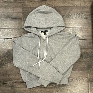 cropped grey zip up sweatshirt